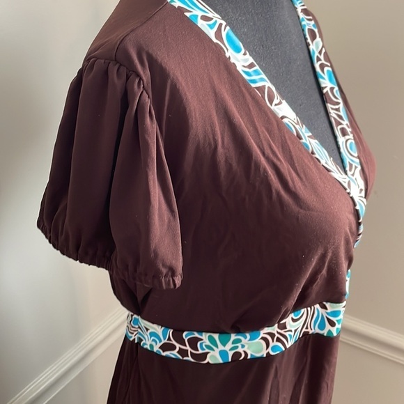 MOTHERHOOD Brown V Neck Midi Dress Size XL - Picture 5 of 9